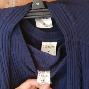 *donated* Soma Navy Ribbed Crewneck Sweater